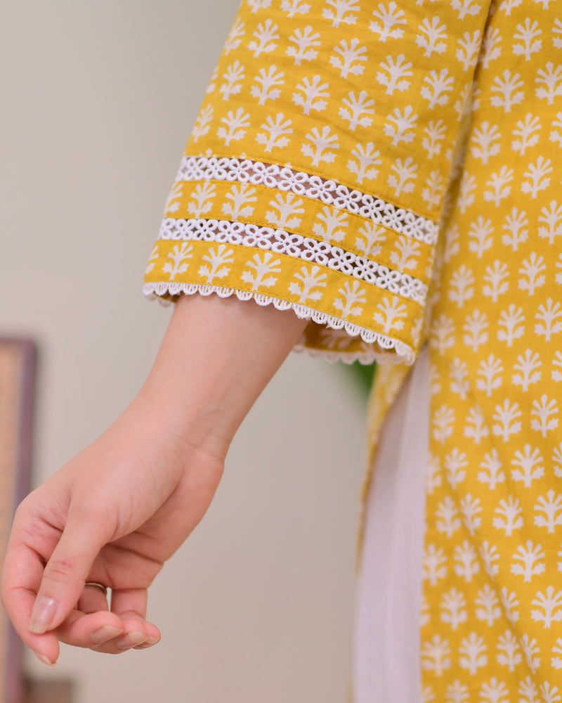 Yellow Lucknowi Cotton Gulnar Suit