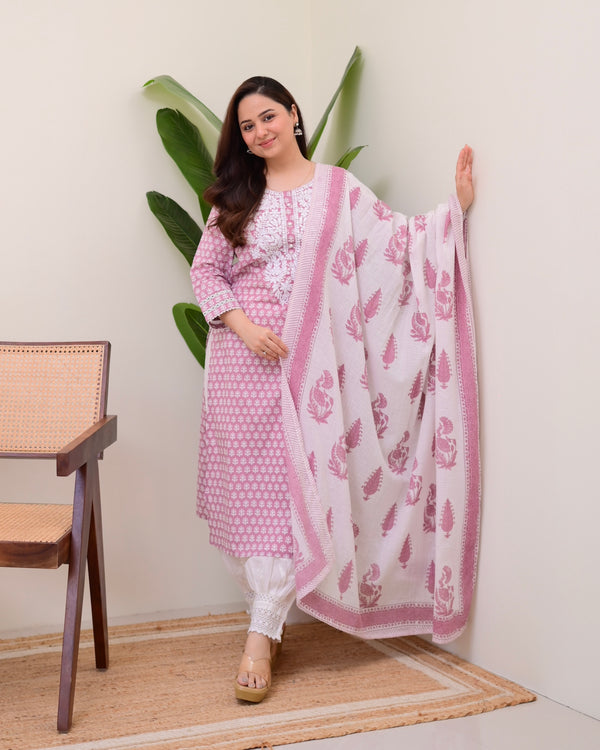 Mauve Lucknowi Cotton Gulnar Suit