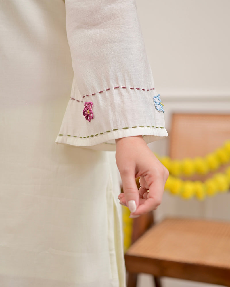 Pearl Ivory Roman Silk Applique Co-ord