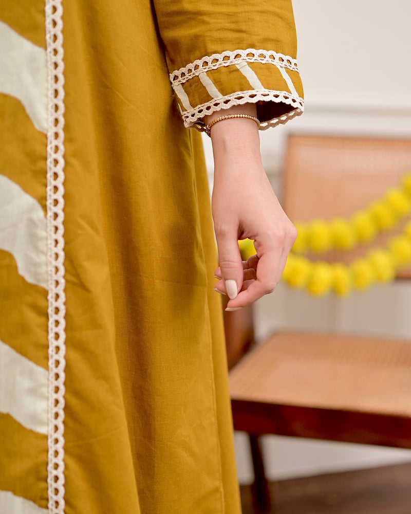 Mustard Yellow A Line Premium Cotton Suit