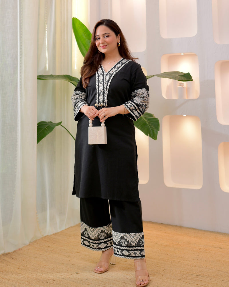Black Boho Woven Cotton Co-ord