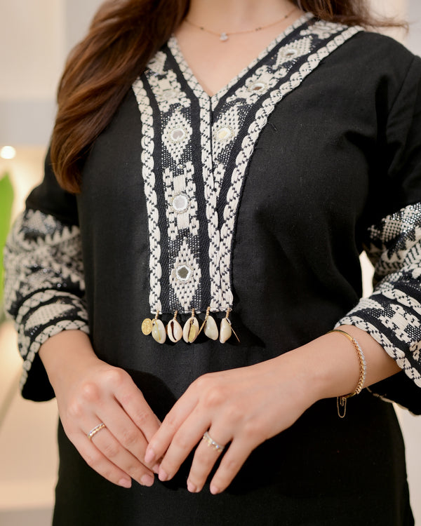 Black Boho Woven Cotton Co-ord