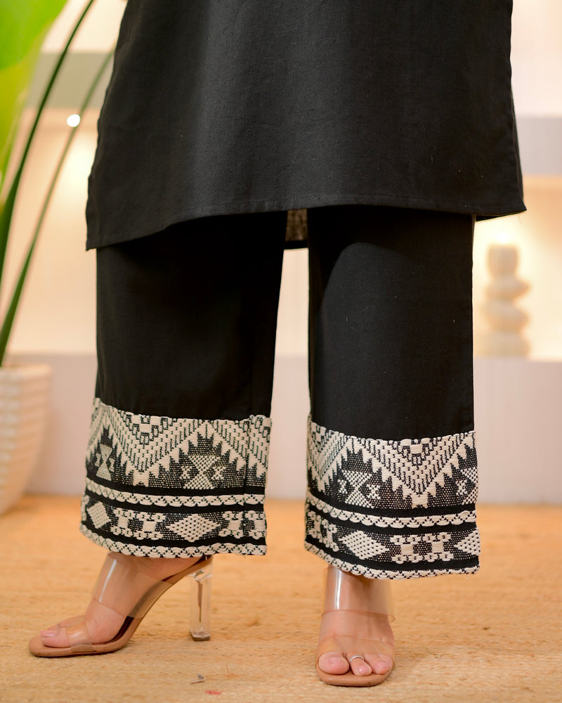 Black Boho Woven Cotton Co-ord