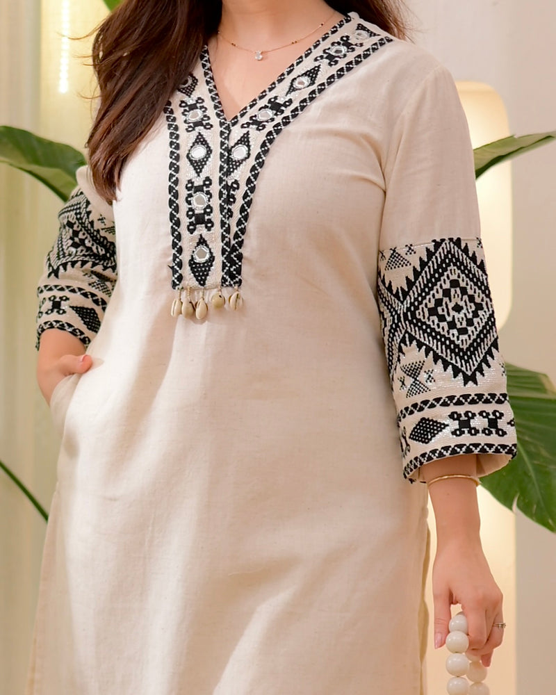 Ivory Boho Woven Cotton Co-ord
