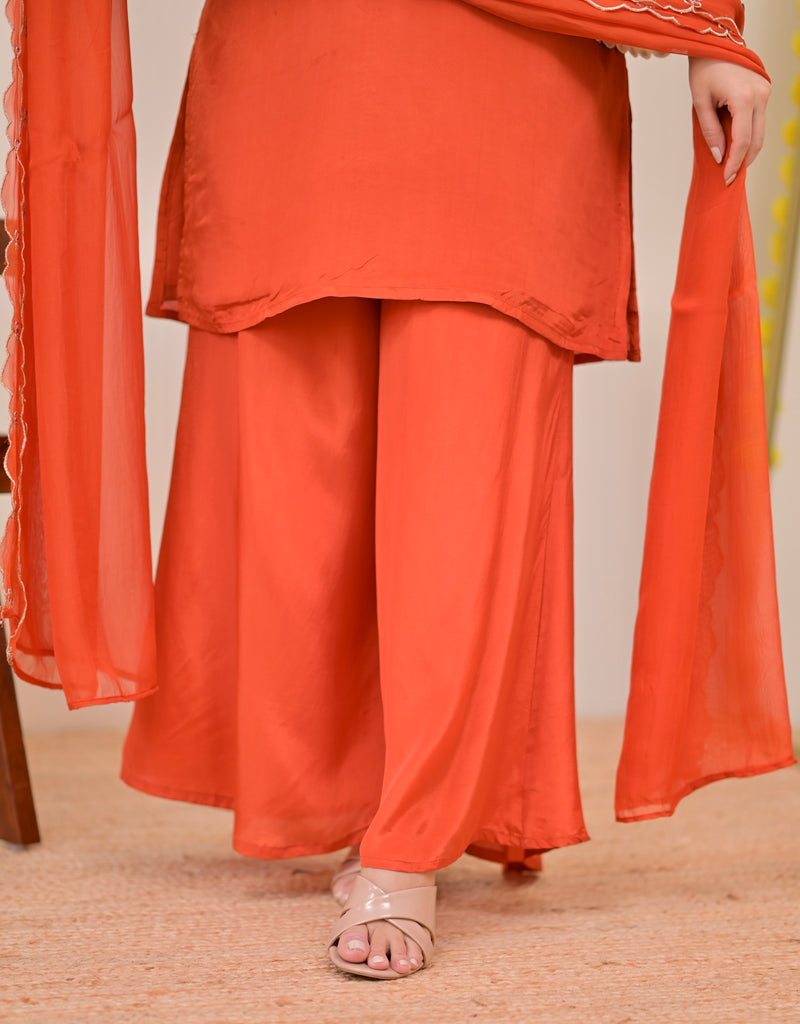 Saffron Mirror Glow Crepe Festive Sharara Set