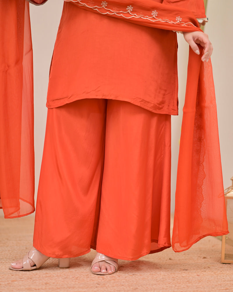 Saffron Mirror Glow Crepe Festive Sharara Set
