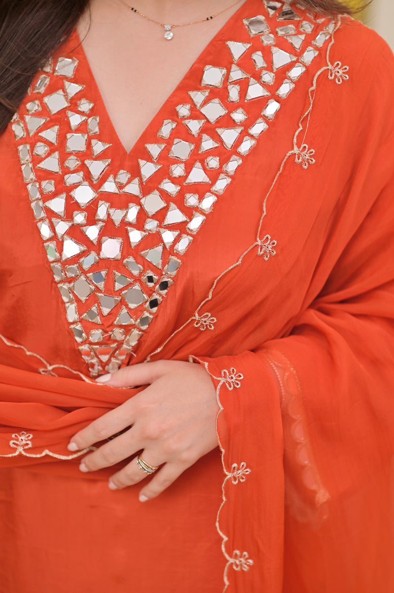 Saffron Mirror Glow Crepe Festive Sharara Set