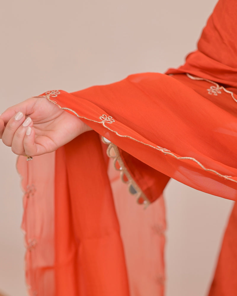 Saffron Mirror Glow Crepe Festive Sharara Set
