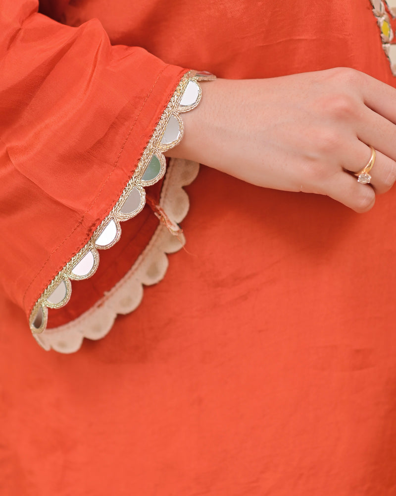 Saffron Mirror Glow Crepe Festive Sharara Set