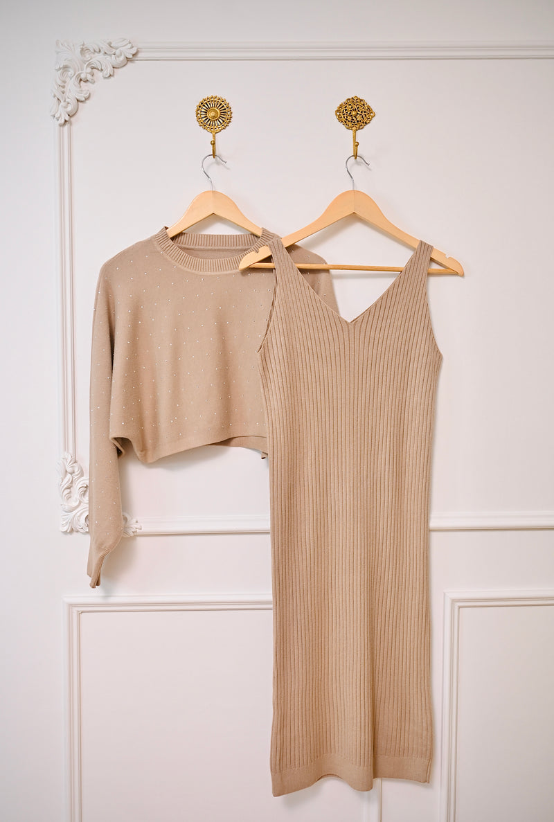 Winter Special Vanilla Beige 2 Piece Premium Woollen Midi Dress For Women M Winter Special Vanilla Beige 2 Piece Premium Woollen Midi Dress For Women M
