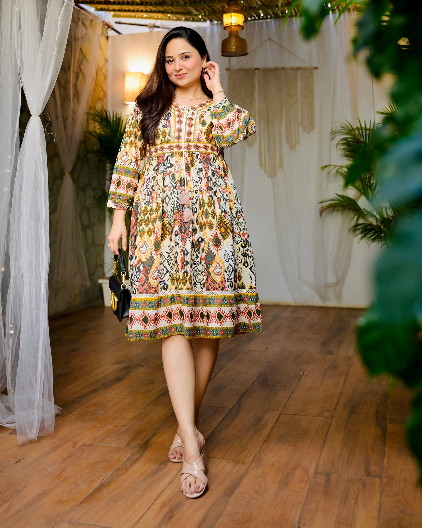 Bohemian Multi Muse Cotton A Line Dress