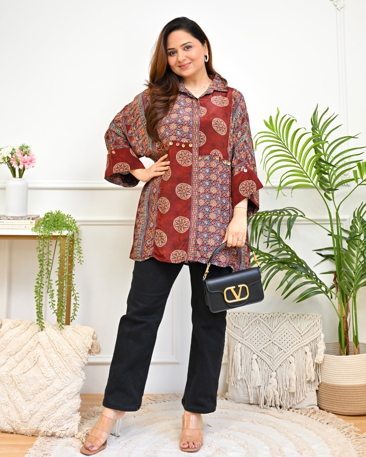 Maroon Meher Ajrakh Crepe Shirt