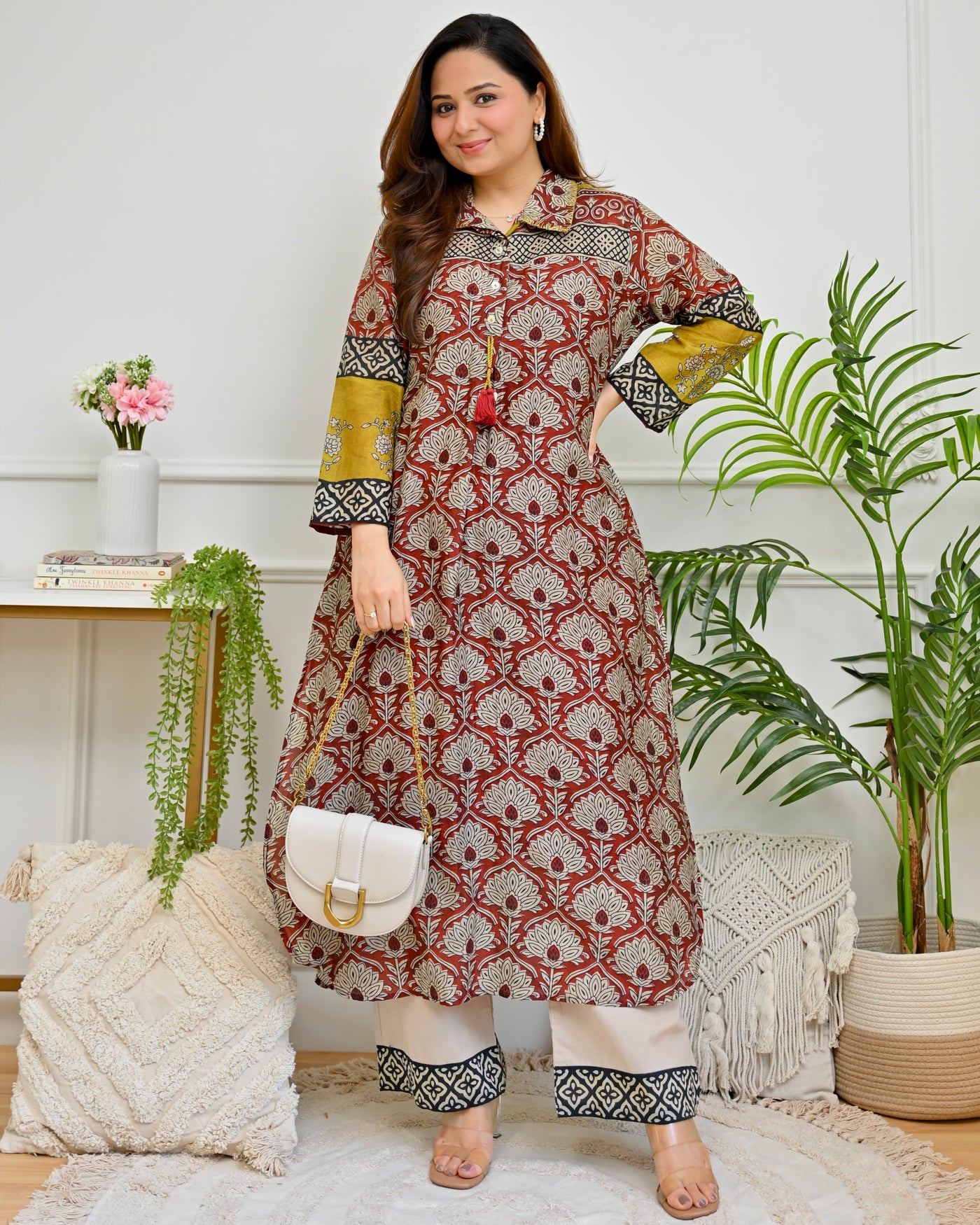 Mehroon Baagh Mul Chanderi Kurta Set