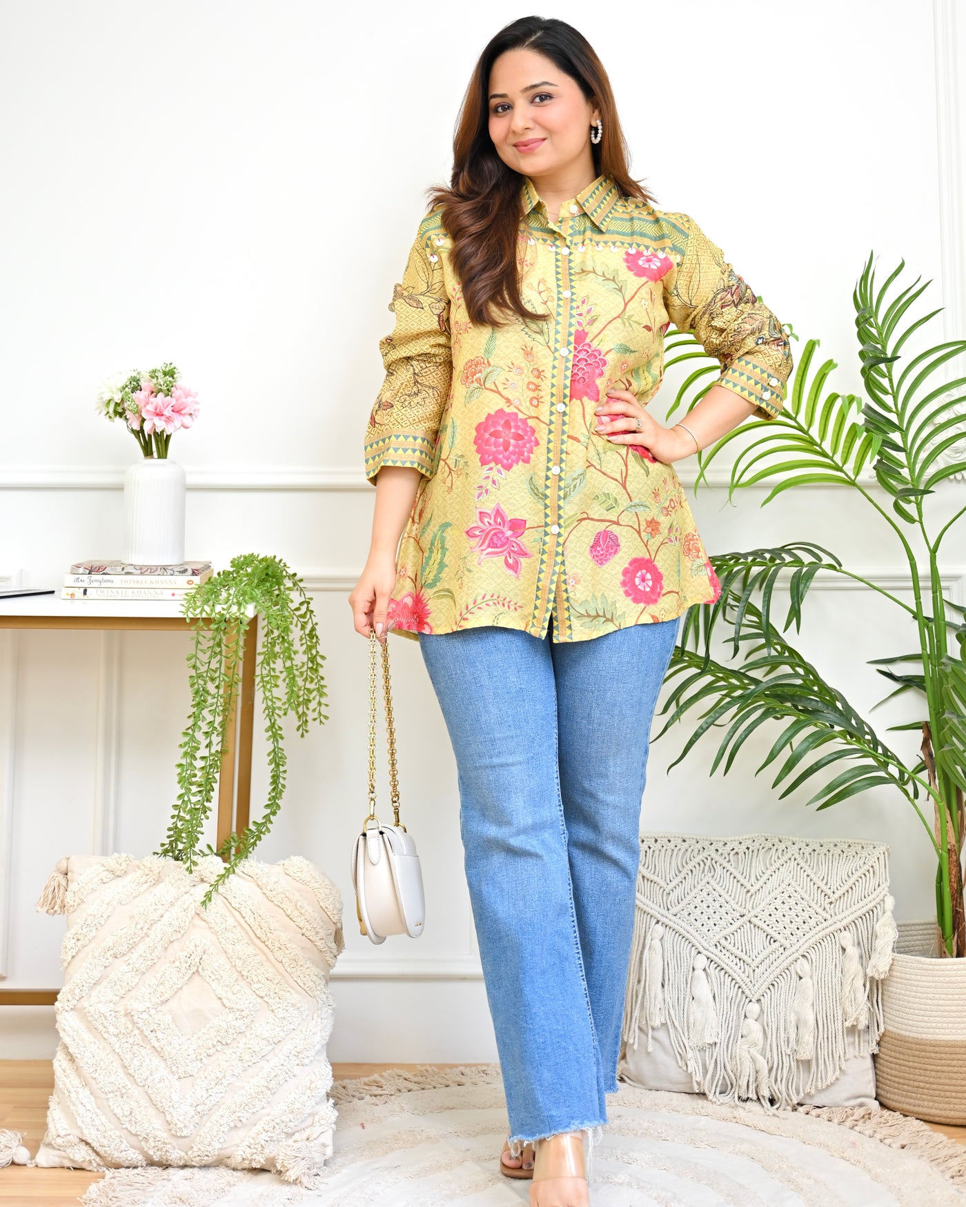 Pistachio Botanical Charm Linen Shirt
