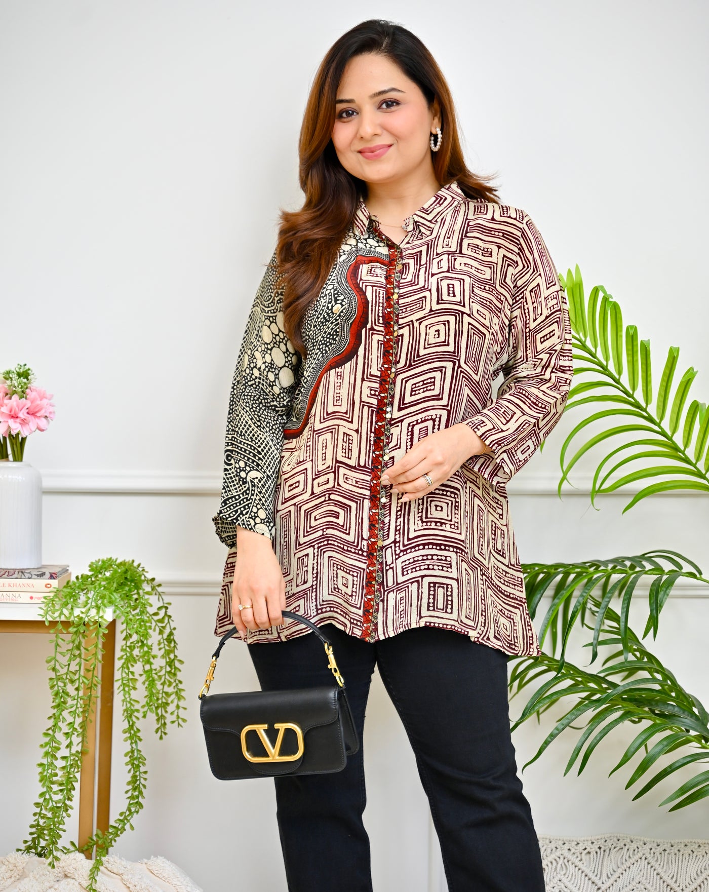 Ivory Mehrun Abstract Muslin Shirt