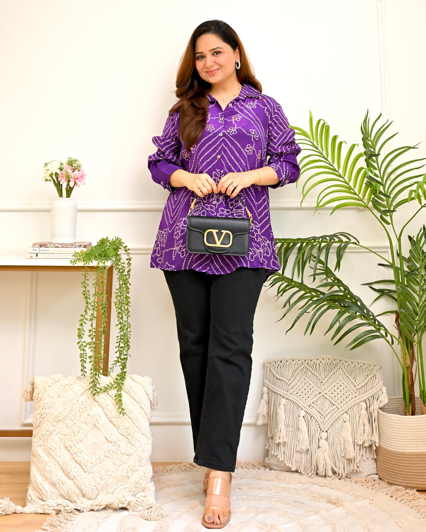 Jamuni Jashn Bandhej Crepe Shirt
