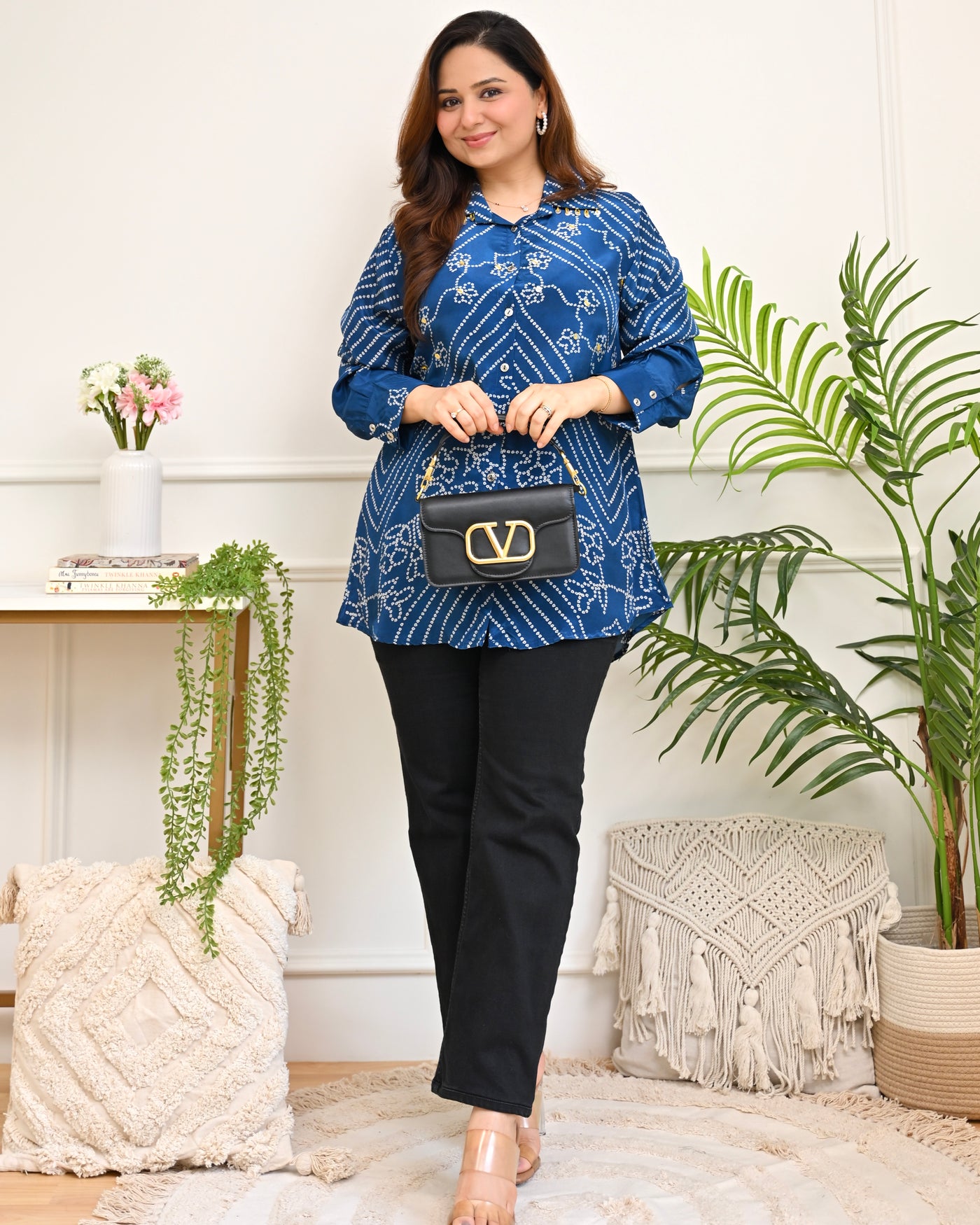 Sapphire Jashn Bandhej Crepe Shirt
