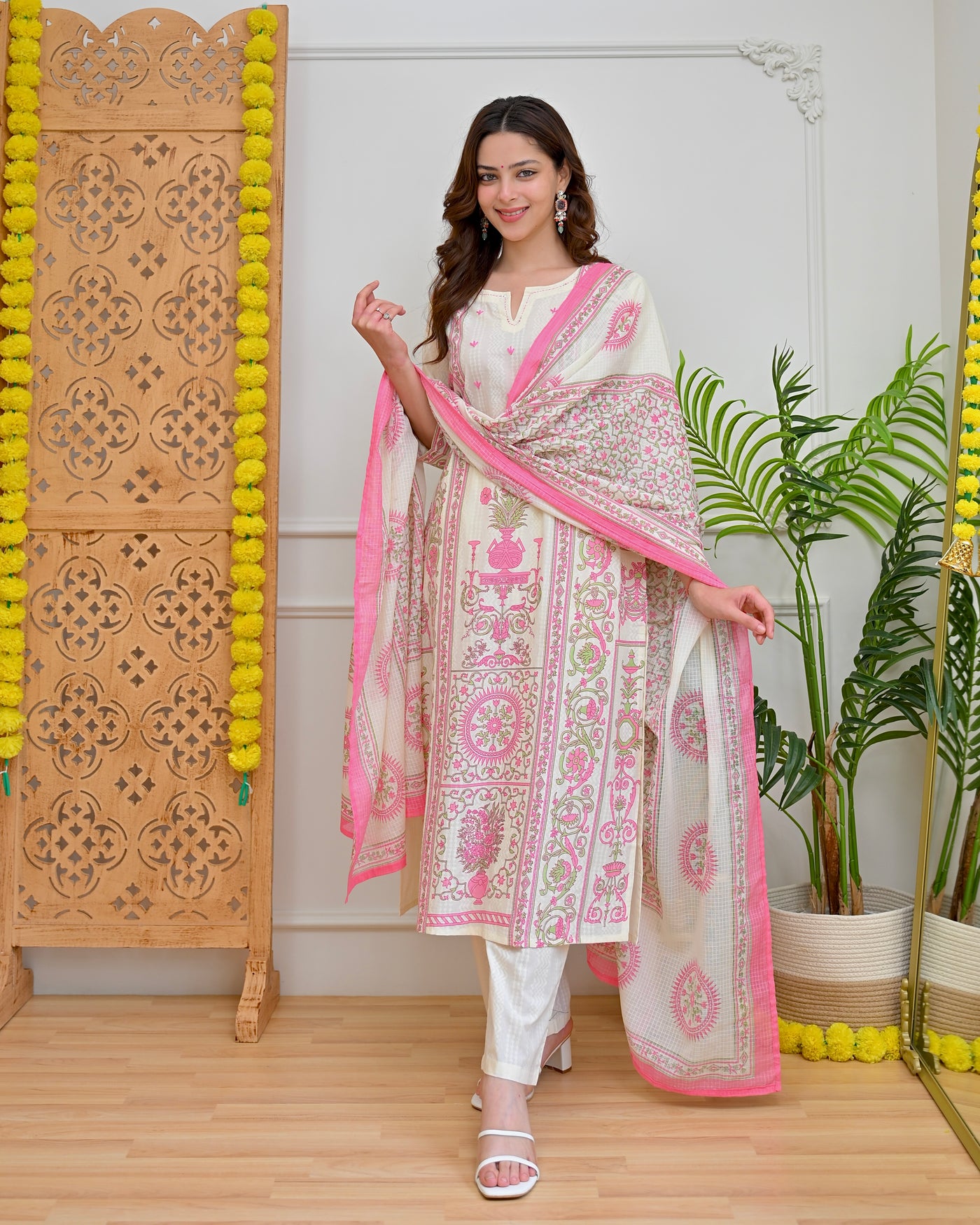 Pink Bahaar Bageecha Premium Cotton Suit
