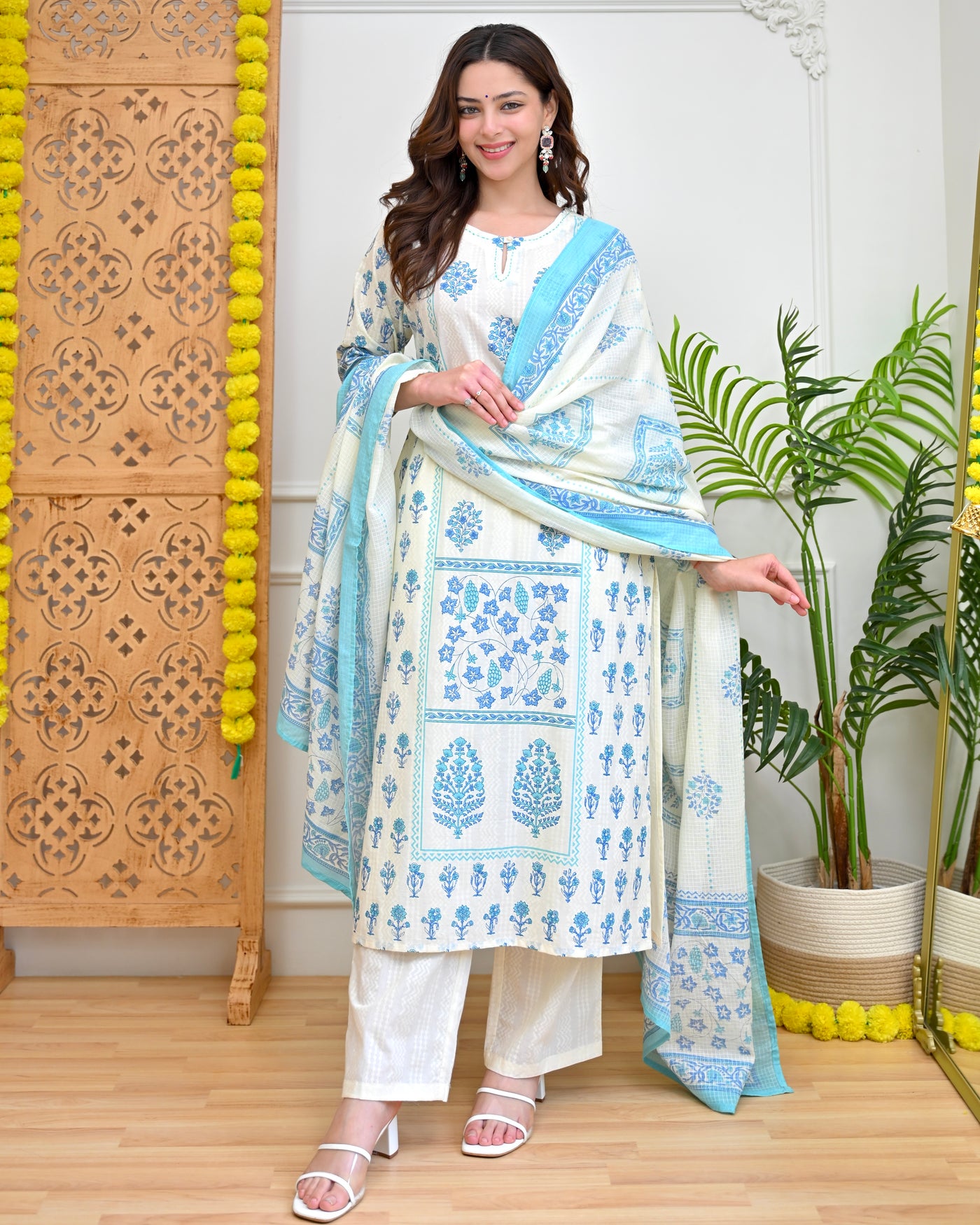 Blue Bahaar Bageecha Premium Cotton Suit
