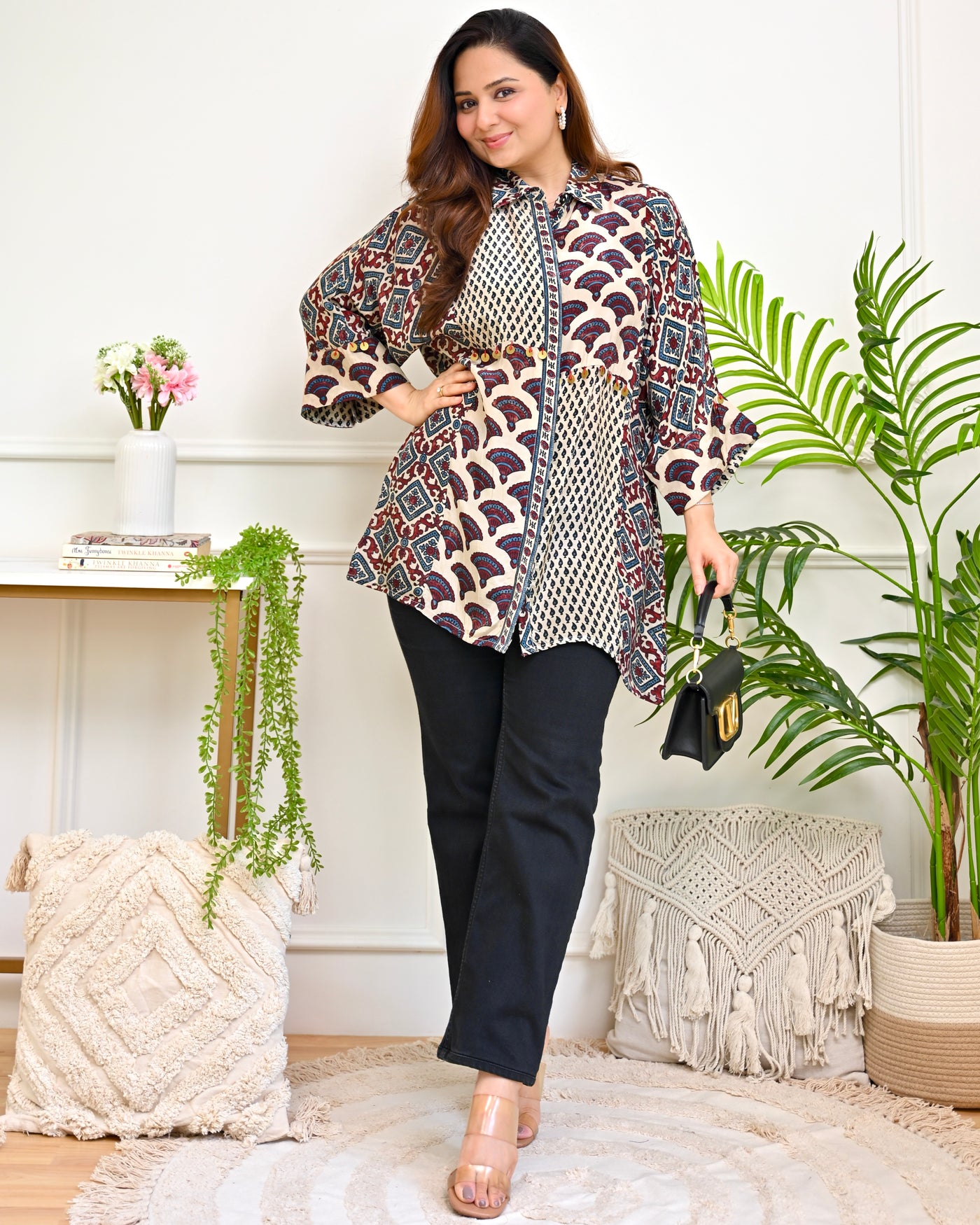 Ivory Maroon Heritage Ajrakh Crepe Shirt