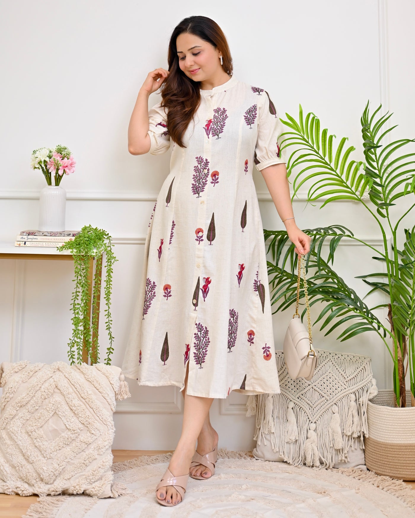 Ivory Heritage Buta Cotton A Line Dress