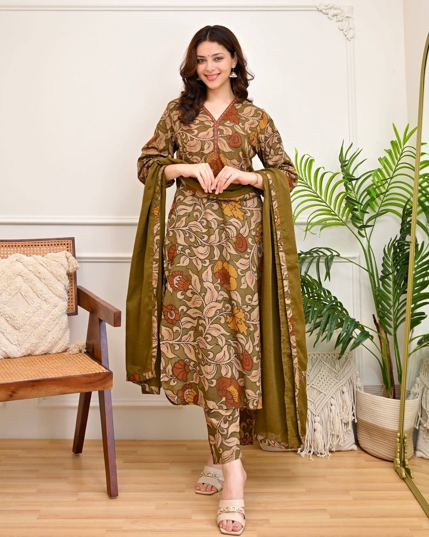 Mehendi Muse Kalamkari Cotton Suit
