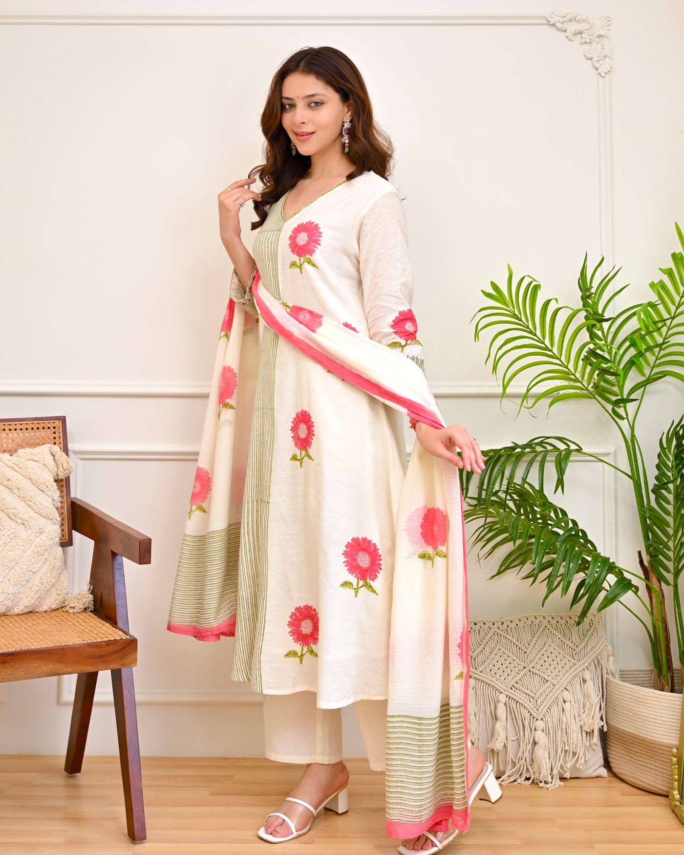 Blush Daisy Premium Cotton A Line Suit