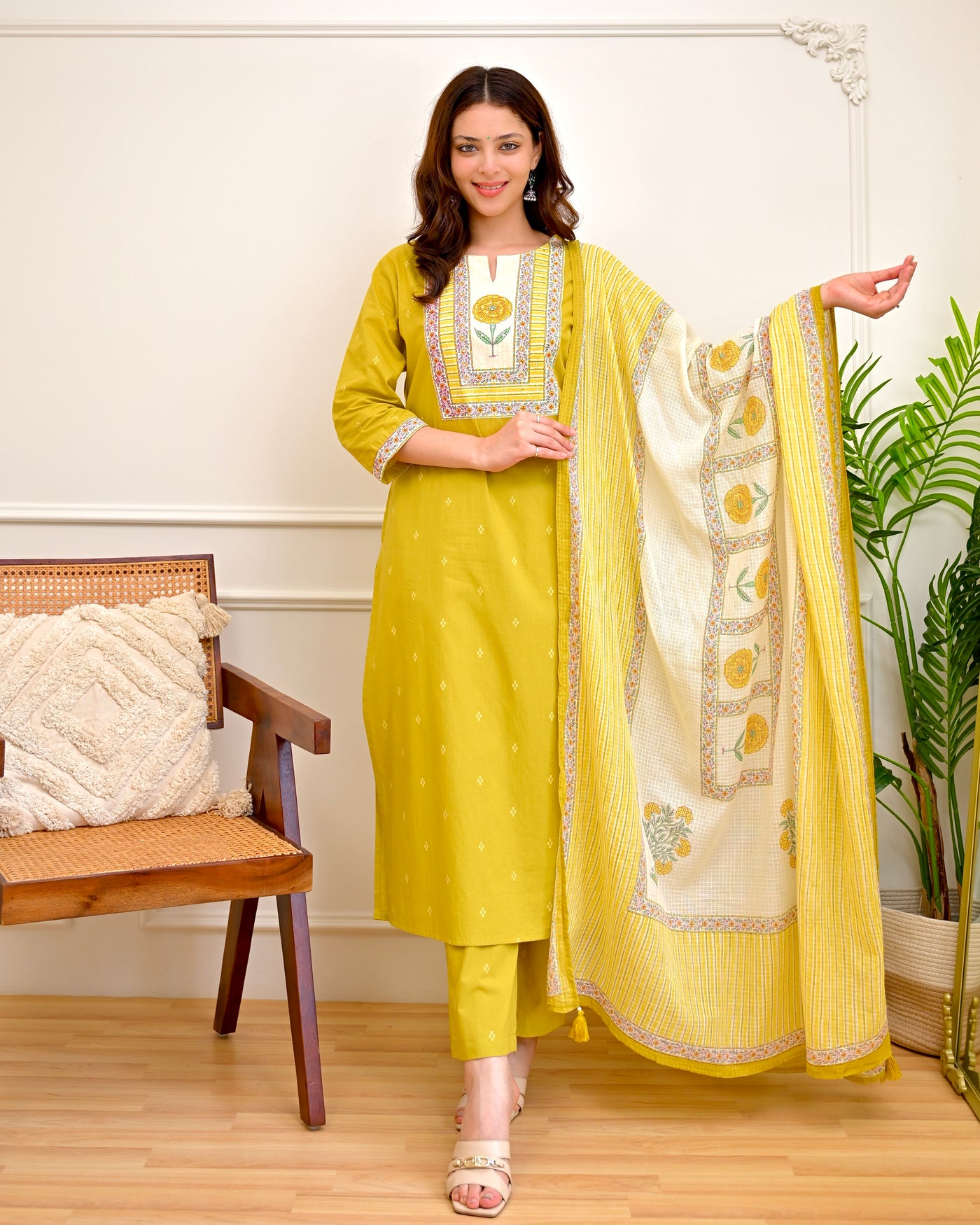 Marigold Bloom Floral Cotton Suit