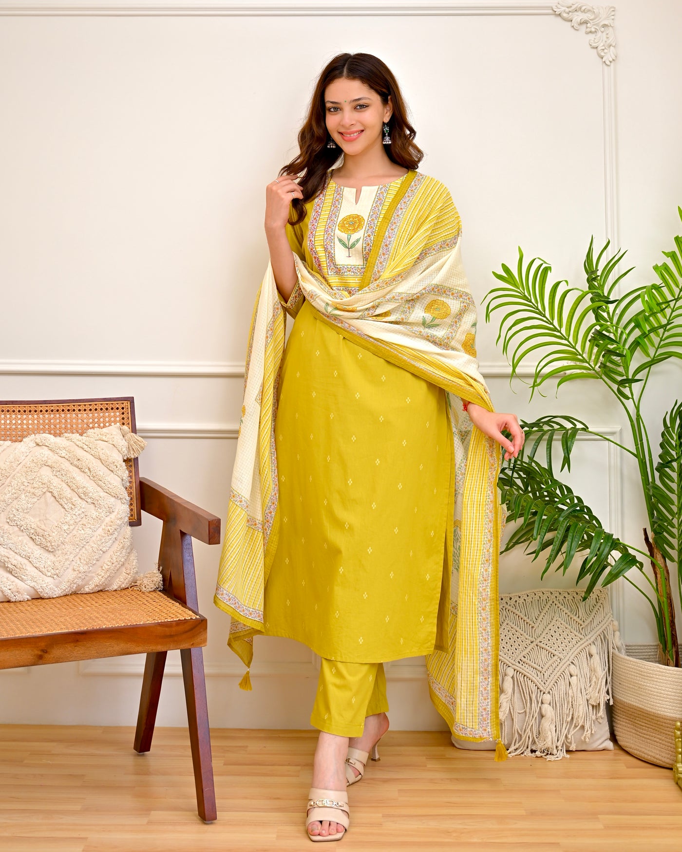 Marigold Bloom Floral Cotton Suit