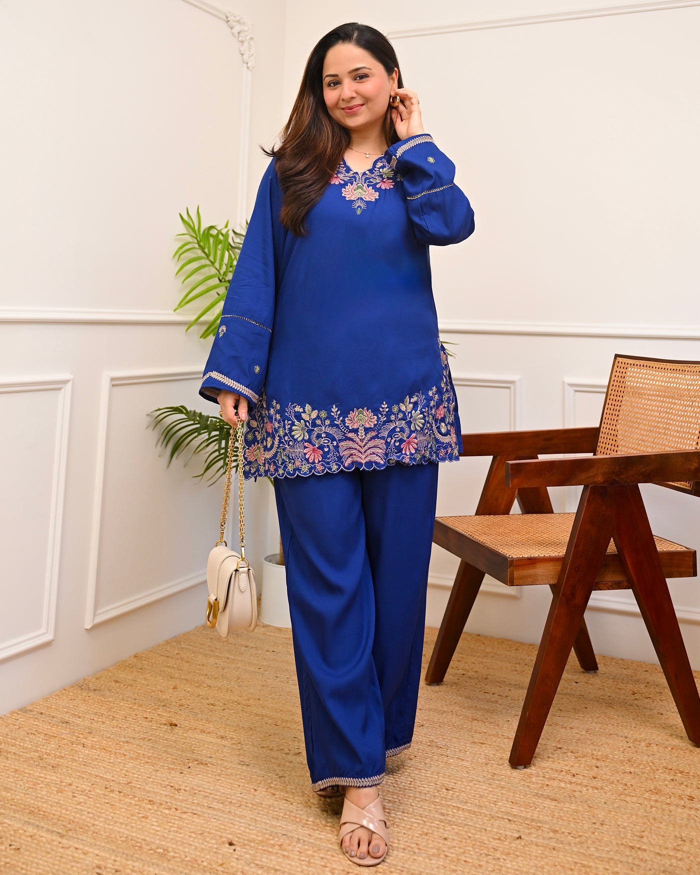 Azure Garden Threadwork Cotton Co-ord