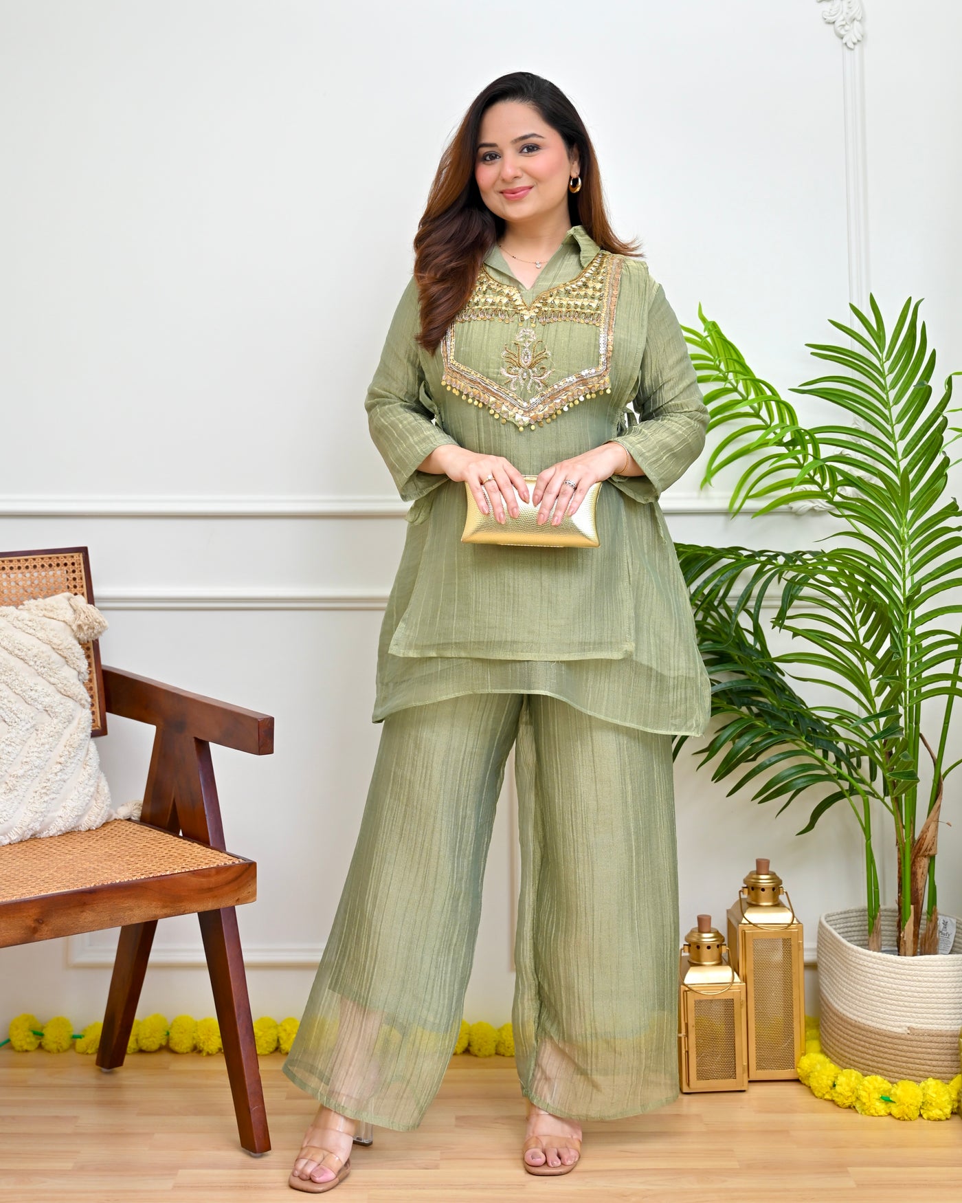 Pista Mehfil Embellished Crush Tissue Co-ord