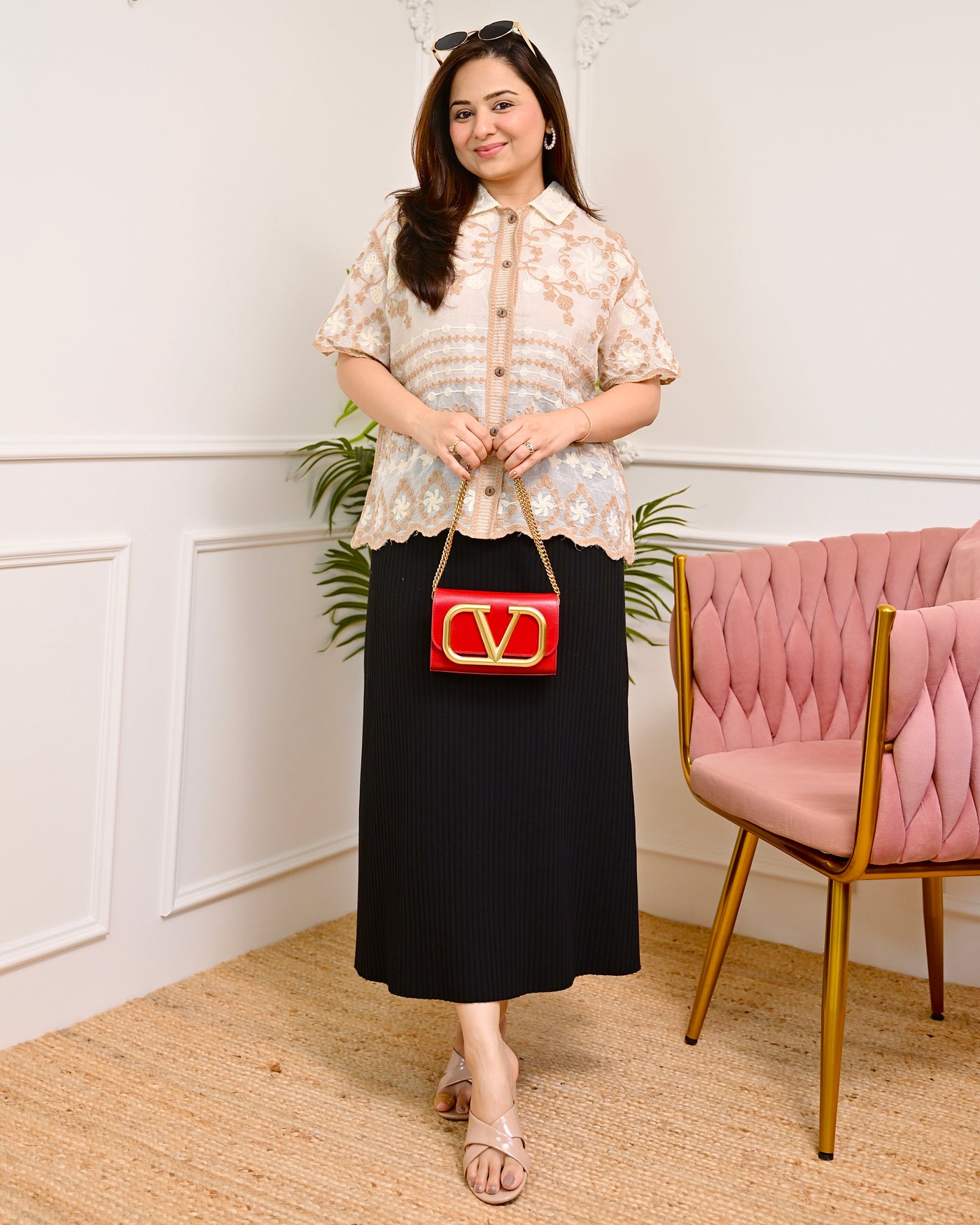 Champagne Harmony Threaded Korean Shirt