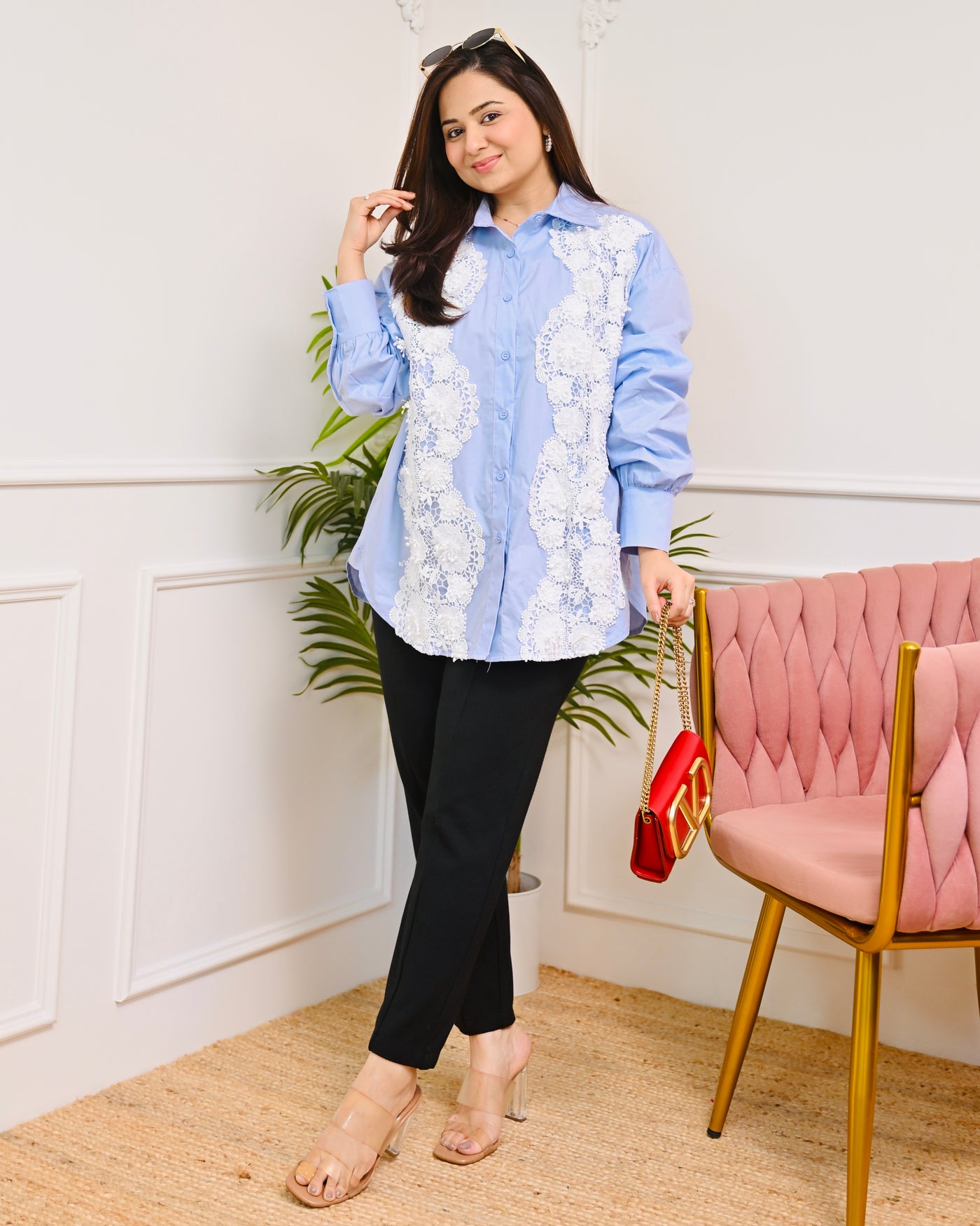 Blue Opéra Luxe Lace Shirt