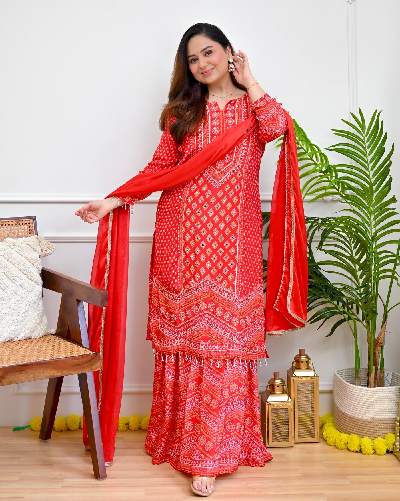 Rangrez Gulabo Bandhani Crepe Sharara Set