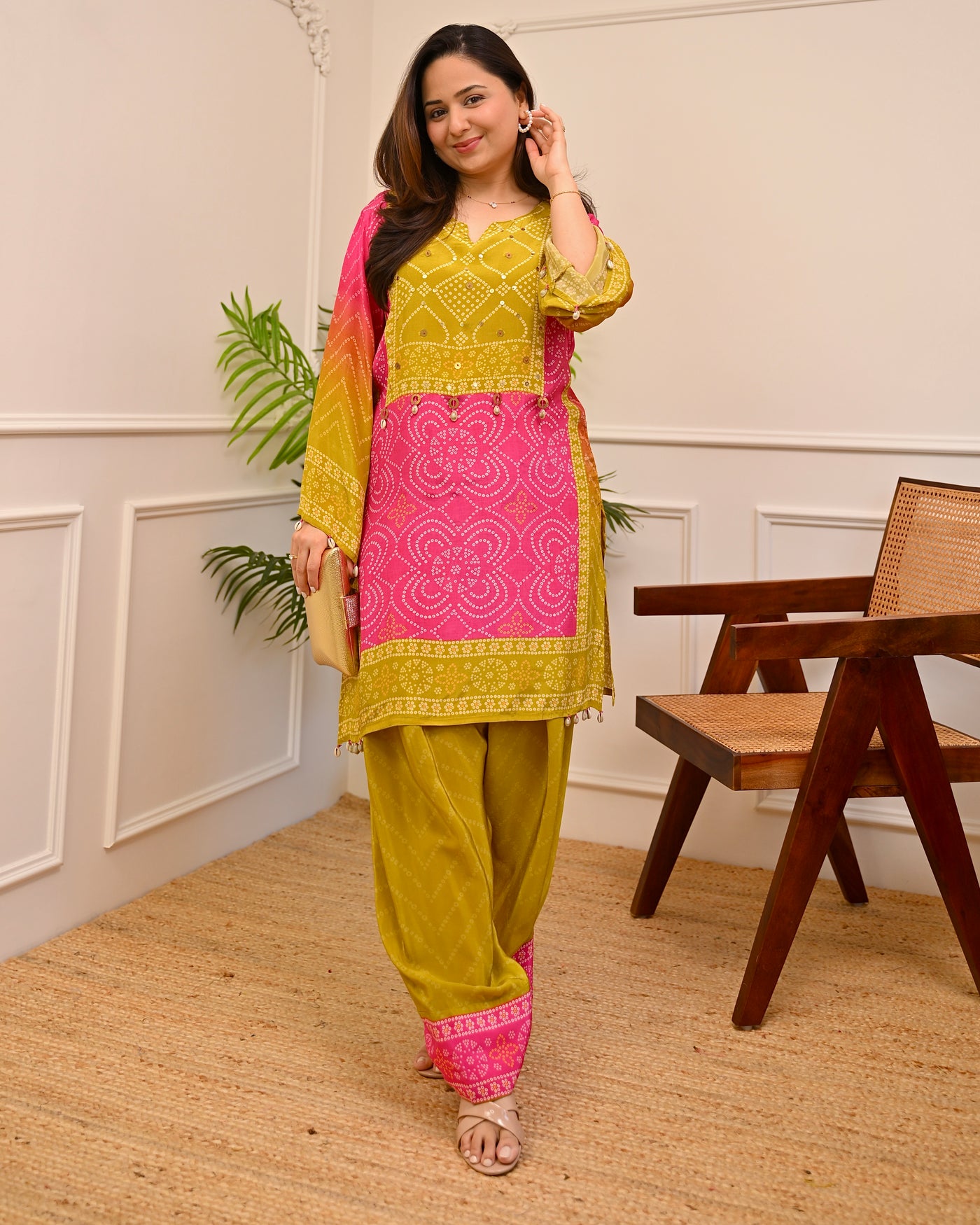 Gul Panna Bandhani Festive Crepe Co-ord