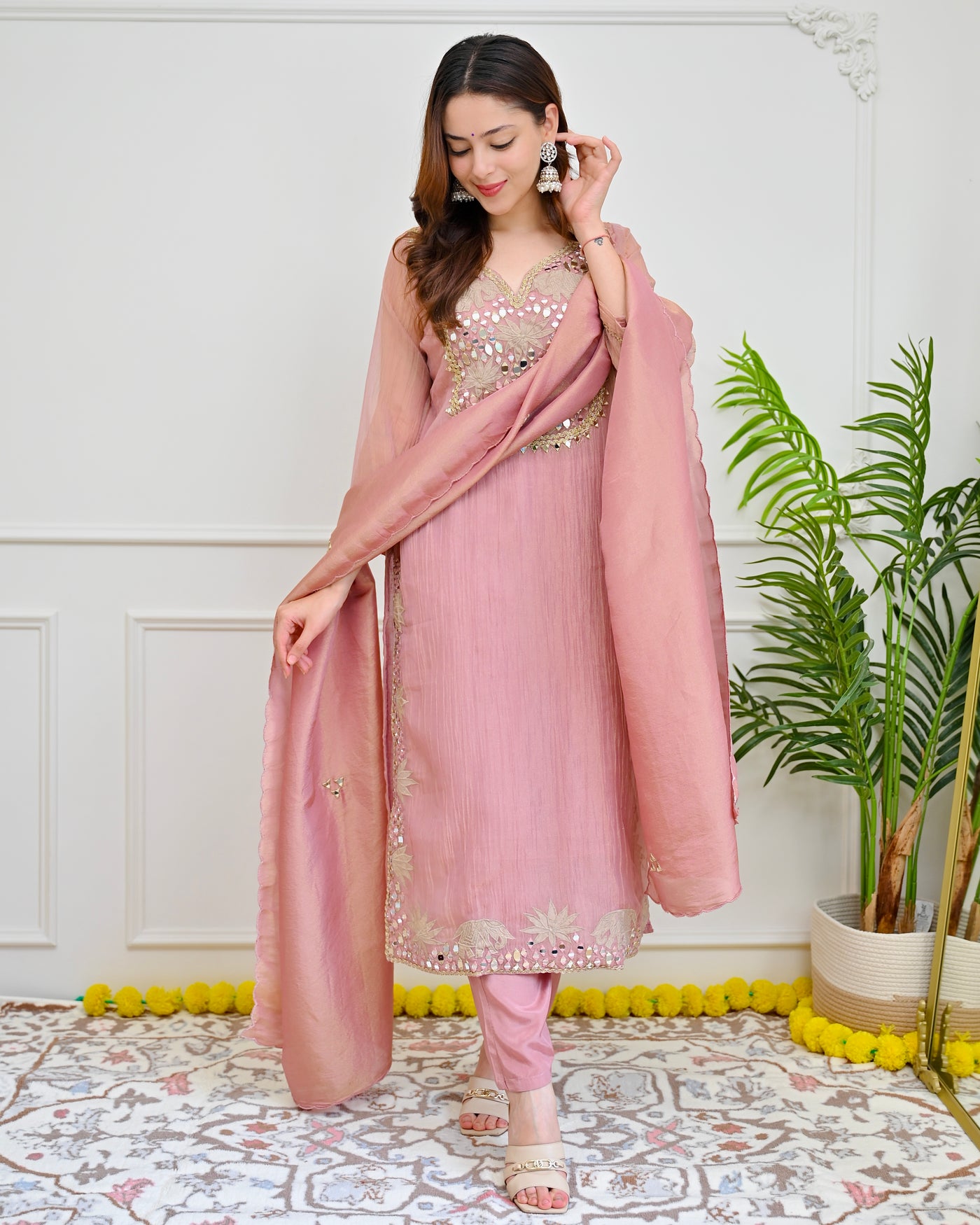 Blush Sheesha Threadwork Crush Tissue Festive Suit