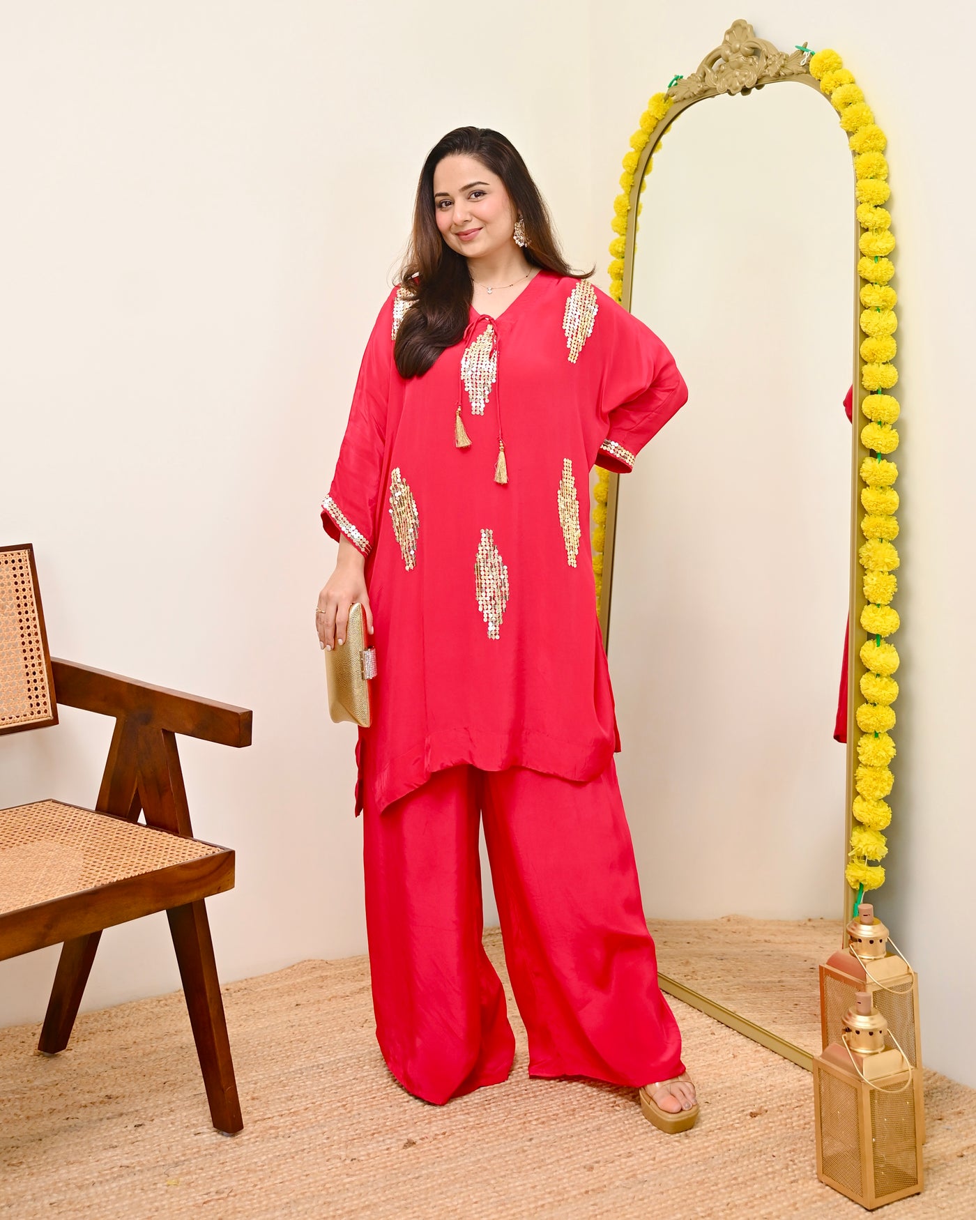 Zareen Rani Natural Crepe Handwork Festive Co-ord