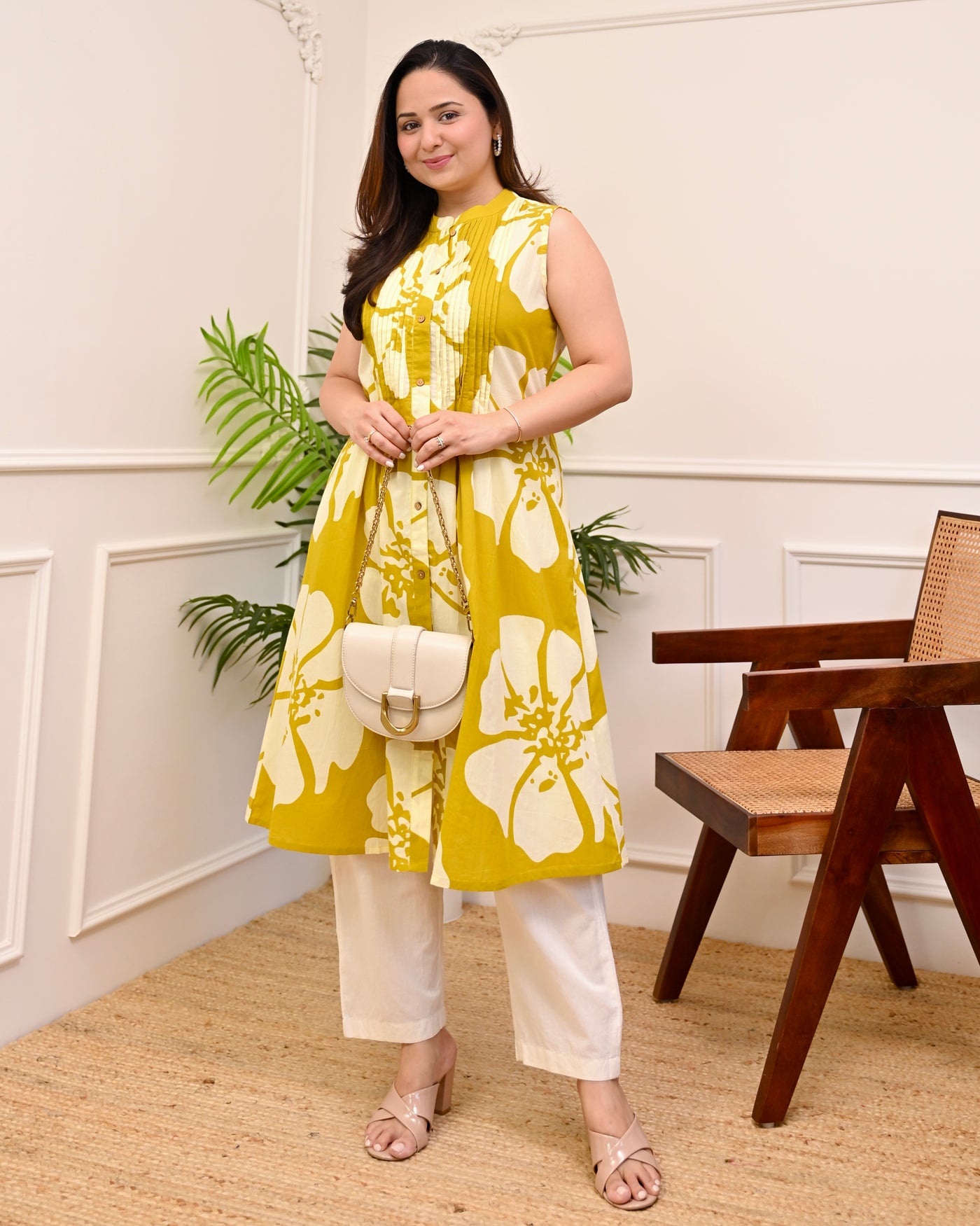 Sunshine Blossom Pintex Cotton A Line Tunic