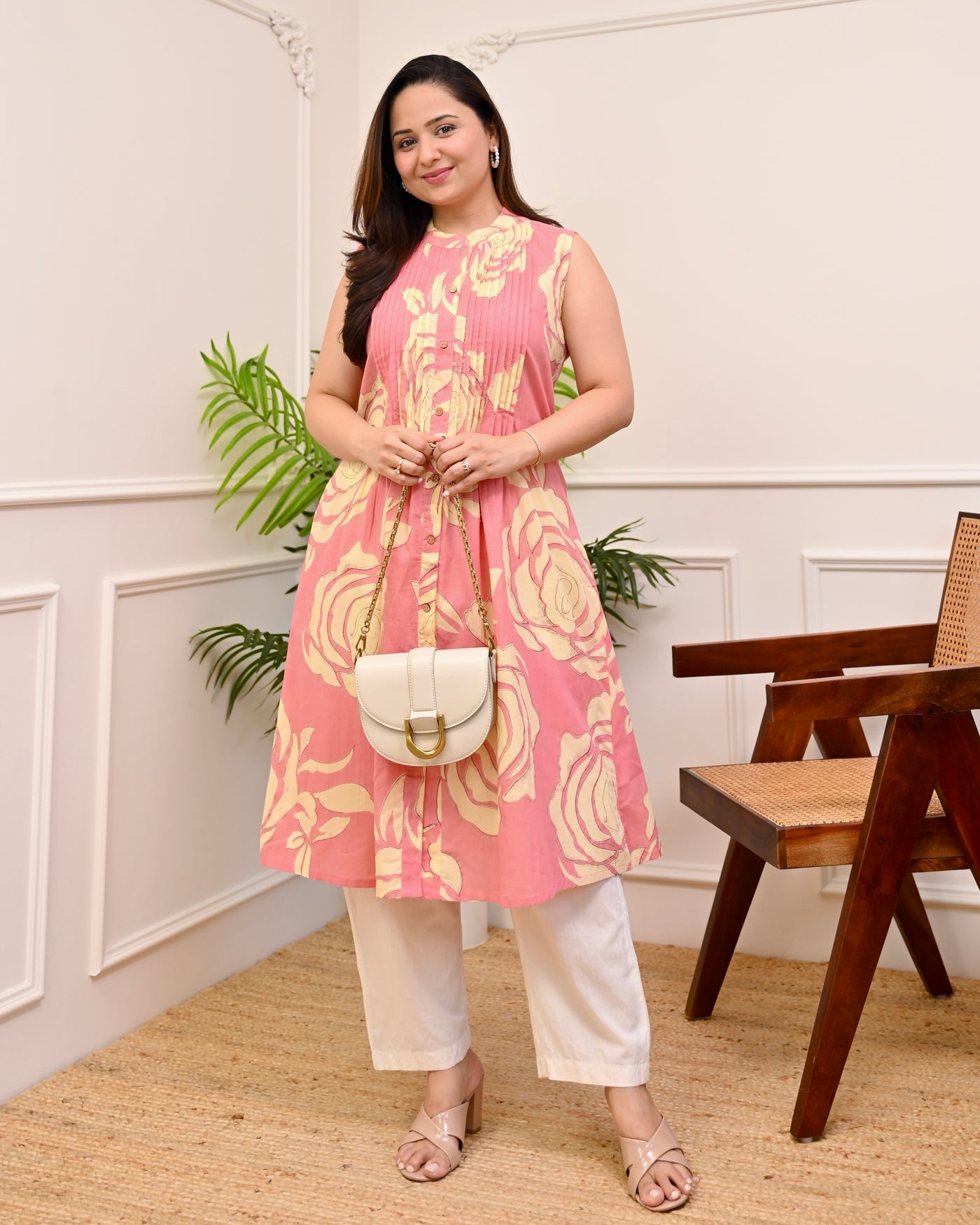 Coral Charm Grace Pintex Cotton A Line Tunic