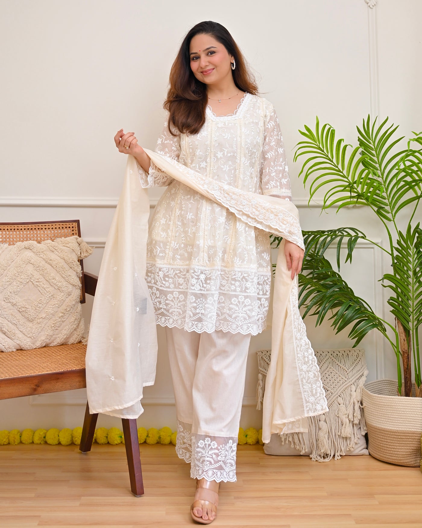 Pearl Garden Mul Chanderi Lucknowi Suit