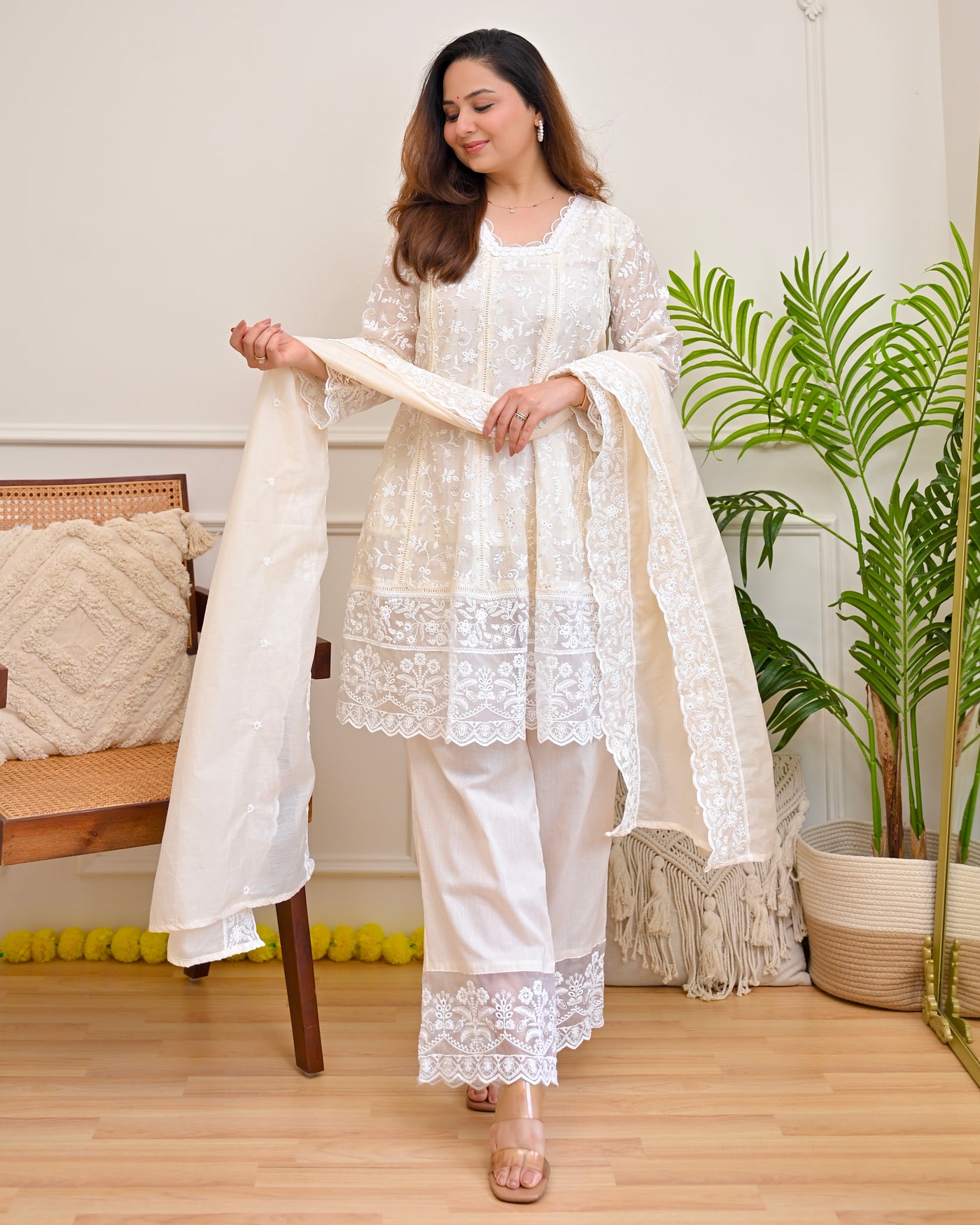 Pearl Garden Mul Chanderi Lucknowi Suit