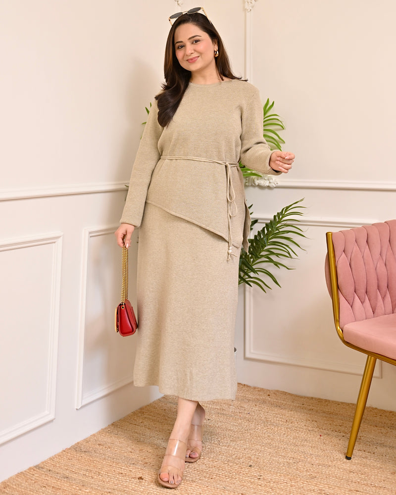 Vanilla Warmth Winter Woollen Skirt Co-ord