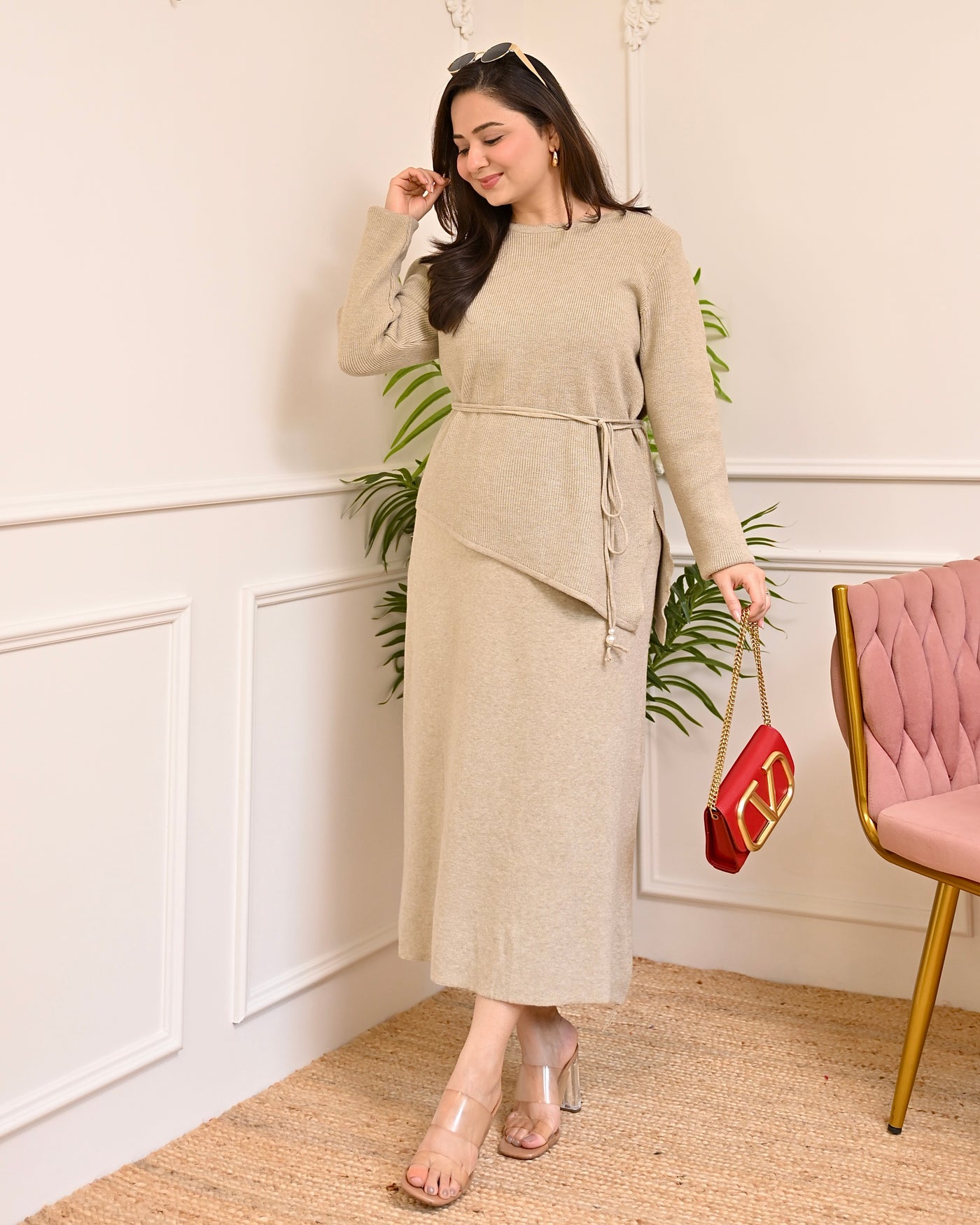 Vanilla Warmth Winter Woollen Skirt Co-ord