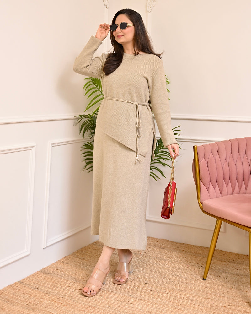 Vanilla Warmth Winter Woollen Skirt Co-ord