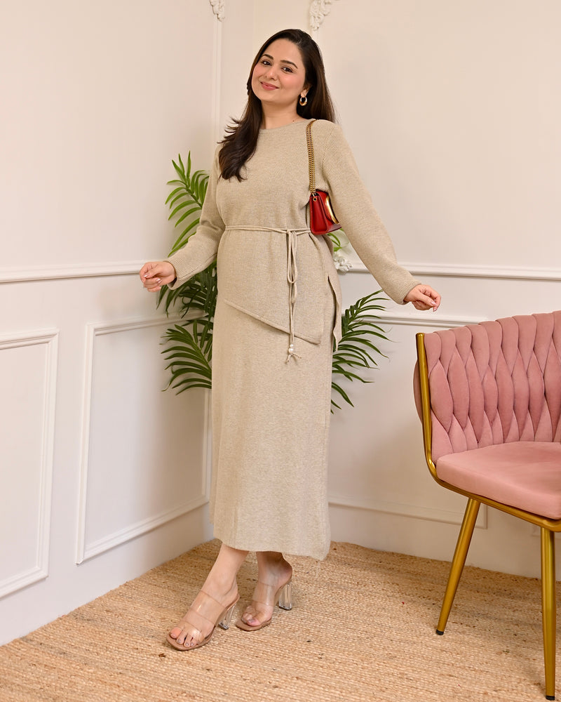 Vanilla Warmth Winter Woollen Skirt Co-ord