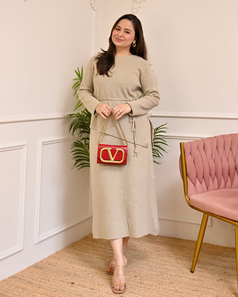 Vanilla Warmth Winter Woollen Skirt Co-ord