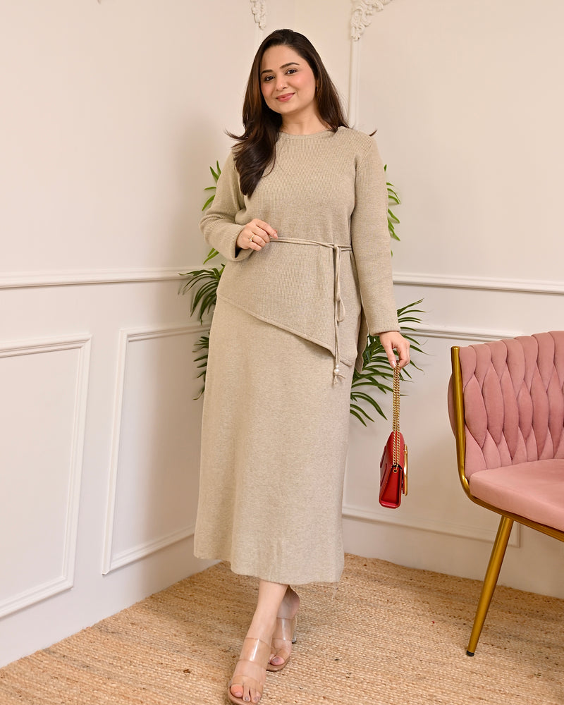 Vanilla Warmth Winter Woollen Skirt Co-ord
