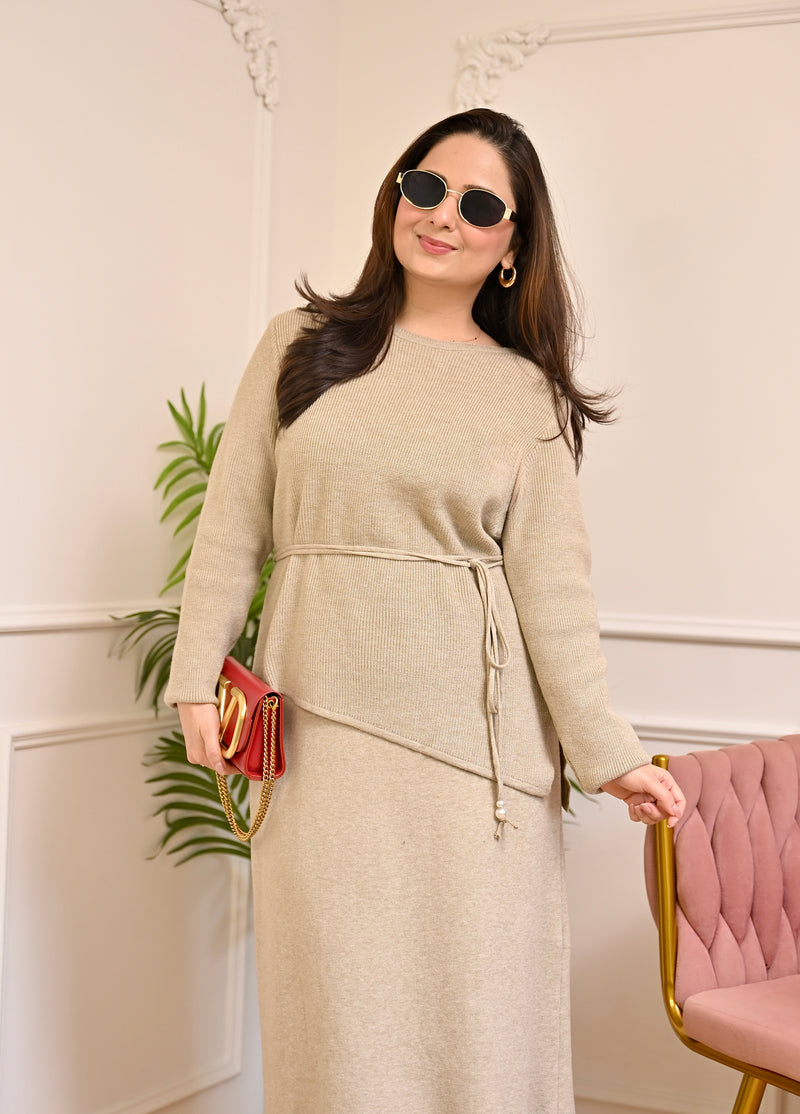 Vanilla Warmth Winter Woollen Skirt Co-ord