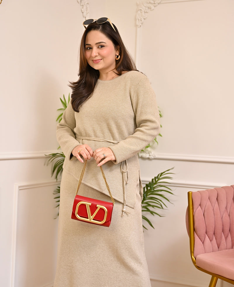 Vanilla Warmth Winter Woollen Skirt Co-ord