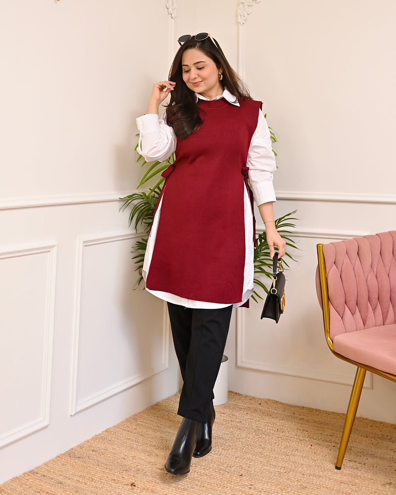 Ruby Side-Knot Layered Sweater Shirt